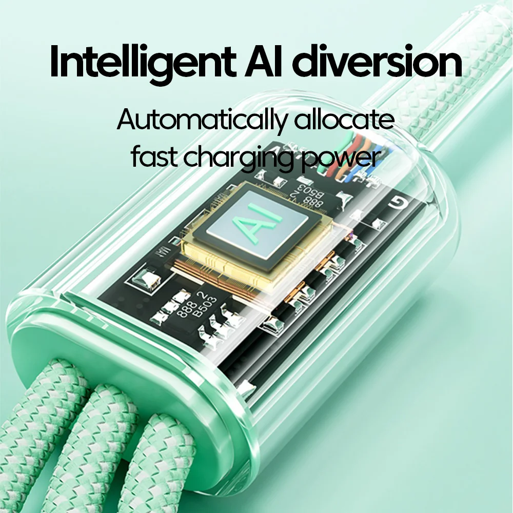 120 واط 3 في 1 USB A إلى Type-c/Lightning/Micro ال...