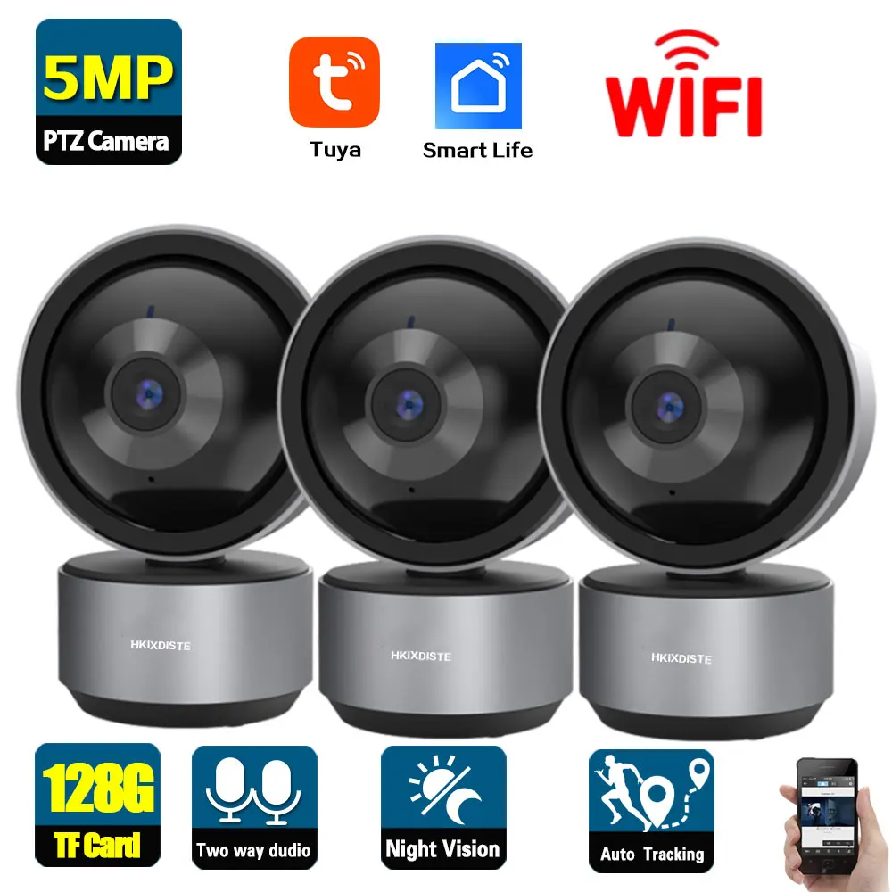 Smart Life 5Mp Wifi Ip Cam Tuya 2 Way Audio Baby Home Security Camera System Wireless Cctv Ptz Camera Sistema Di Videosorveglianza
