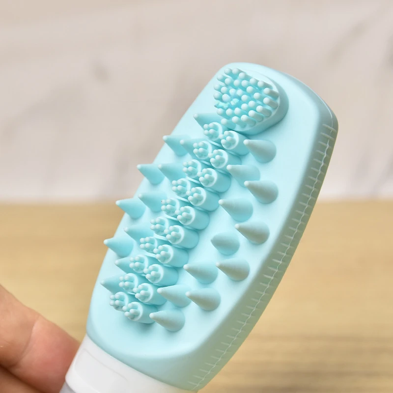 Multi-functional Silicone Travel Bottle Convenient and Fast Wash Hair Massage Brush Portable Soft Squeeze Sealed Empty Bottle