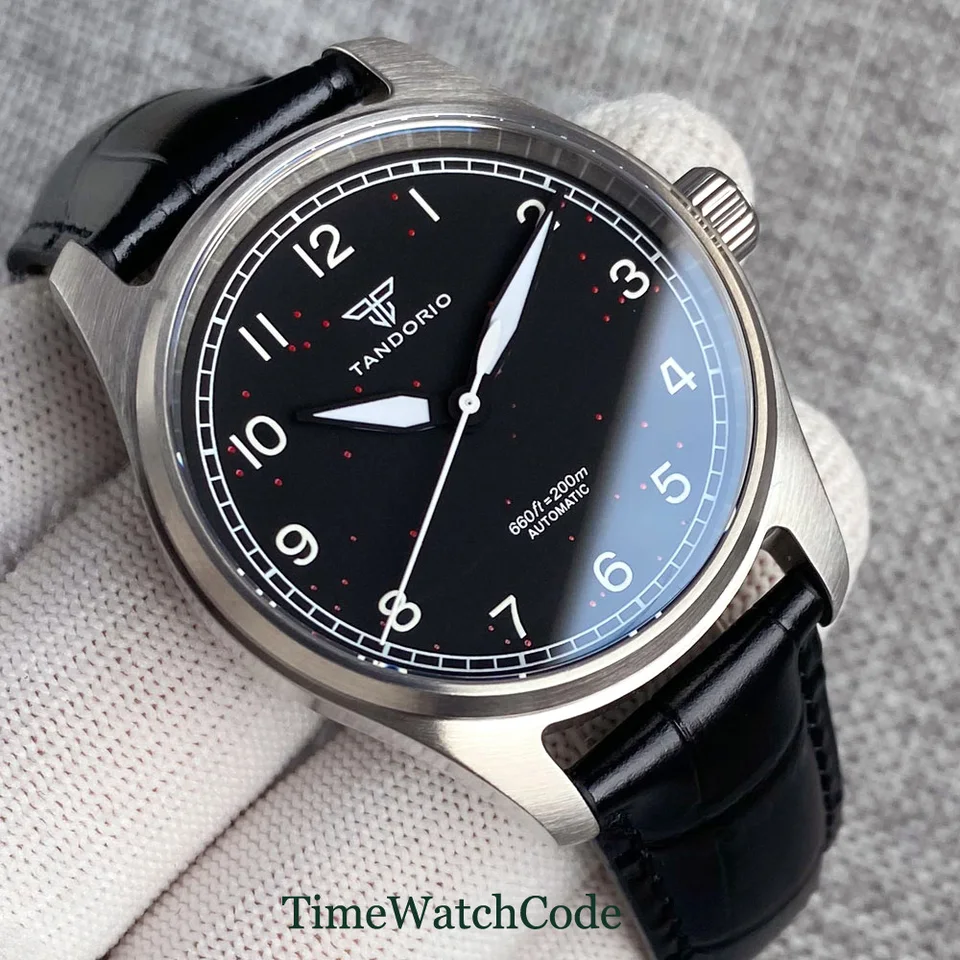 Tandorio Vintage 20ATM Dive Swim Orologi Zaffiro A Cupola Nero Bianco NH35 PT5000 40mm Orologio Meccanico Automatico Da Uomo Luminoso Nuovo - Foto 11