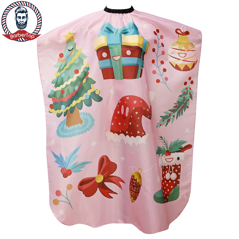 Barbershop Kids Hairdressing Apron Christmas Pattern Haircut Apron Elastic Neckline Professional Barber Hair Cutting Tools