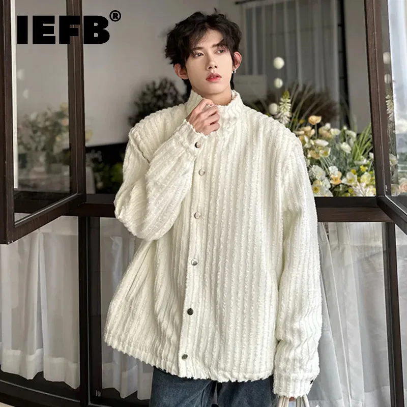 

IEFB Winter Men's Cotton Clothing Thickened Warm Short Woolen Coat Solid Color Loose Korean Style Trend Padded Jackets 9C2896