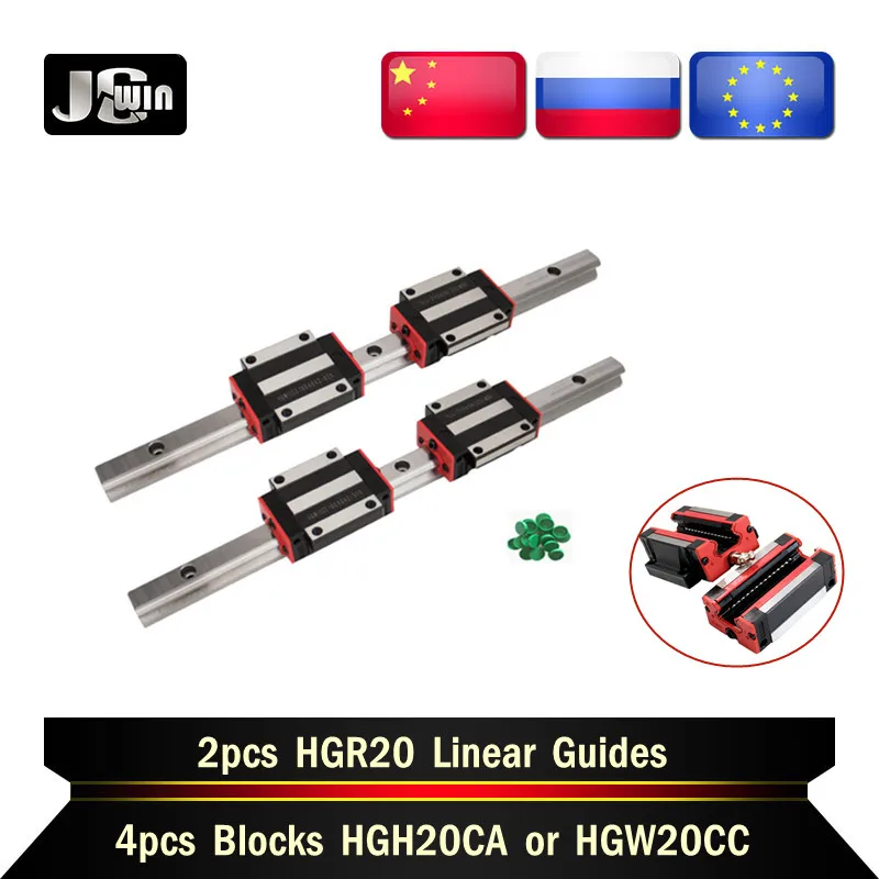 2pcslinearguideHGR20with4pcsblocksHGH20CAHGW20CCslidesfor