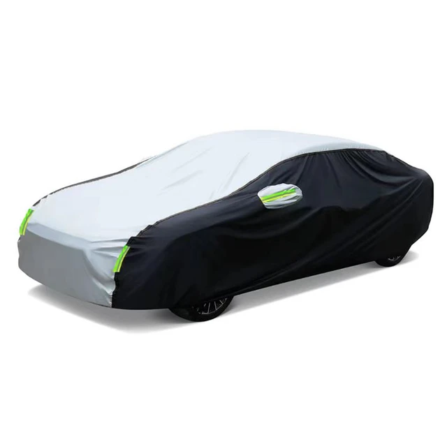 Car Exterior Double Color Cover Sunshade Dustproof Protection with Reflective Strips Universal for Hatchback Sedan SUV 1