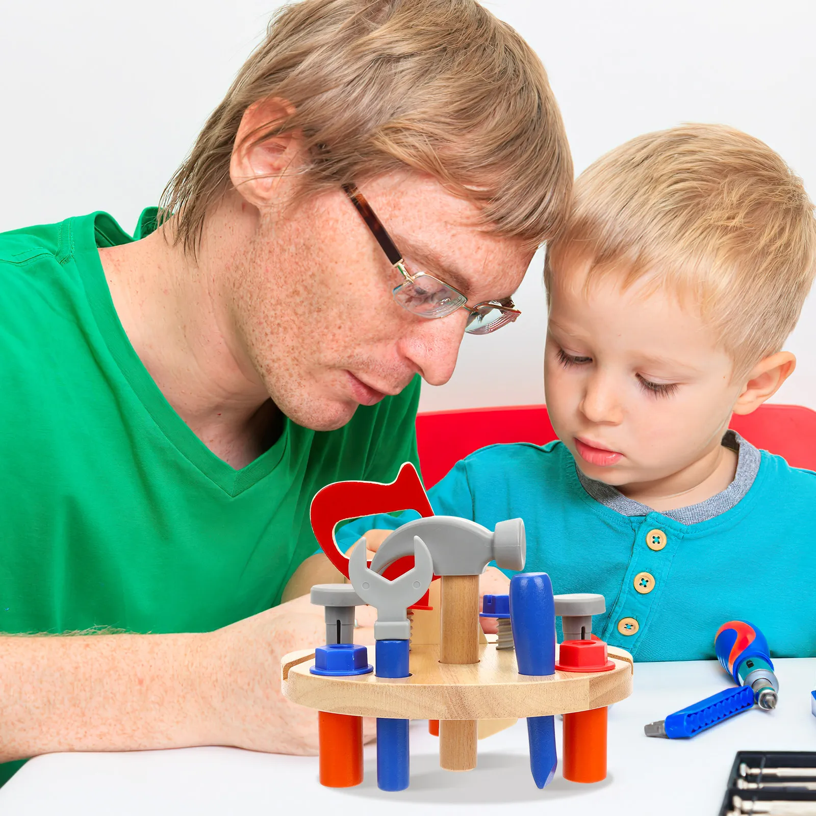 1 세트 어린이를위한 나무 놀이 수리 도구 세트 조기 학습 역할 놀이 워크샵 키트  인지 발달 안전