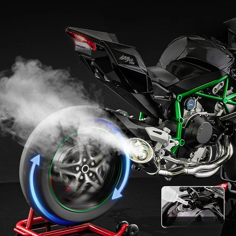 Diecast Spray 1:6 Kawasaki H2R Alloy Racing Motorcycle Model Sound and Light Bootable Motorbike Toy Birthday Gift for Boyfriend 5