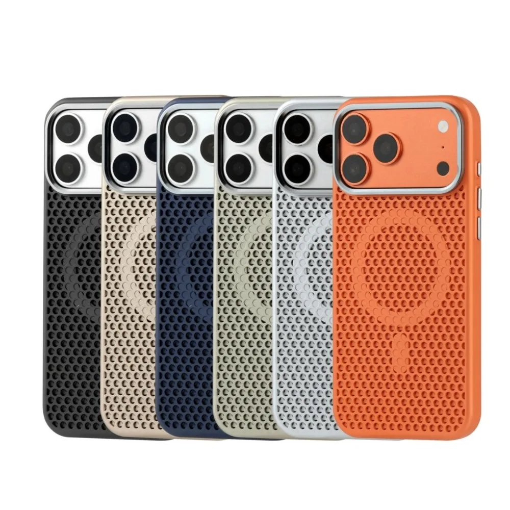 Luxury 3D Honeycomb Cooling Magnetic Phone Case with Aluminum Alloy Lens Frame