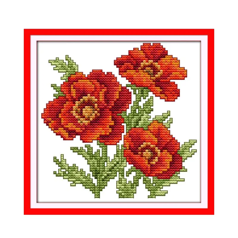 JoySunday Cross Stitch Kit with Small Flower Pattern Aida Cloth 16CT 14CT Print Handicraft Embroidery Set for Starters Home Dec cross stitch kit