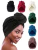 1pcs Elegant Women Turbans Solid Color Handmade Flower Knot African Fashion Chemotherapy Hat Leisure Comfortable Breathable High 1