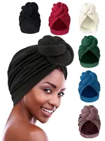 1pcs Elegant Women Turbans Solid Color Handmade Flower Knot African Fashion Chemotherapy Hat Leisure Comfortable Breathable High 1