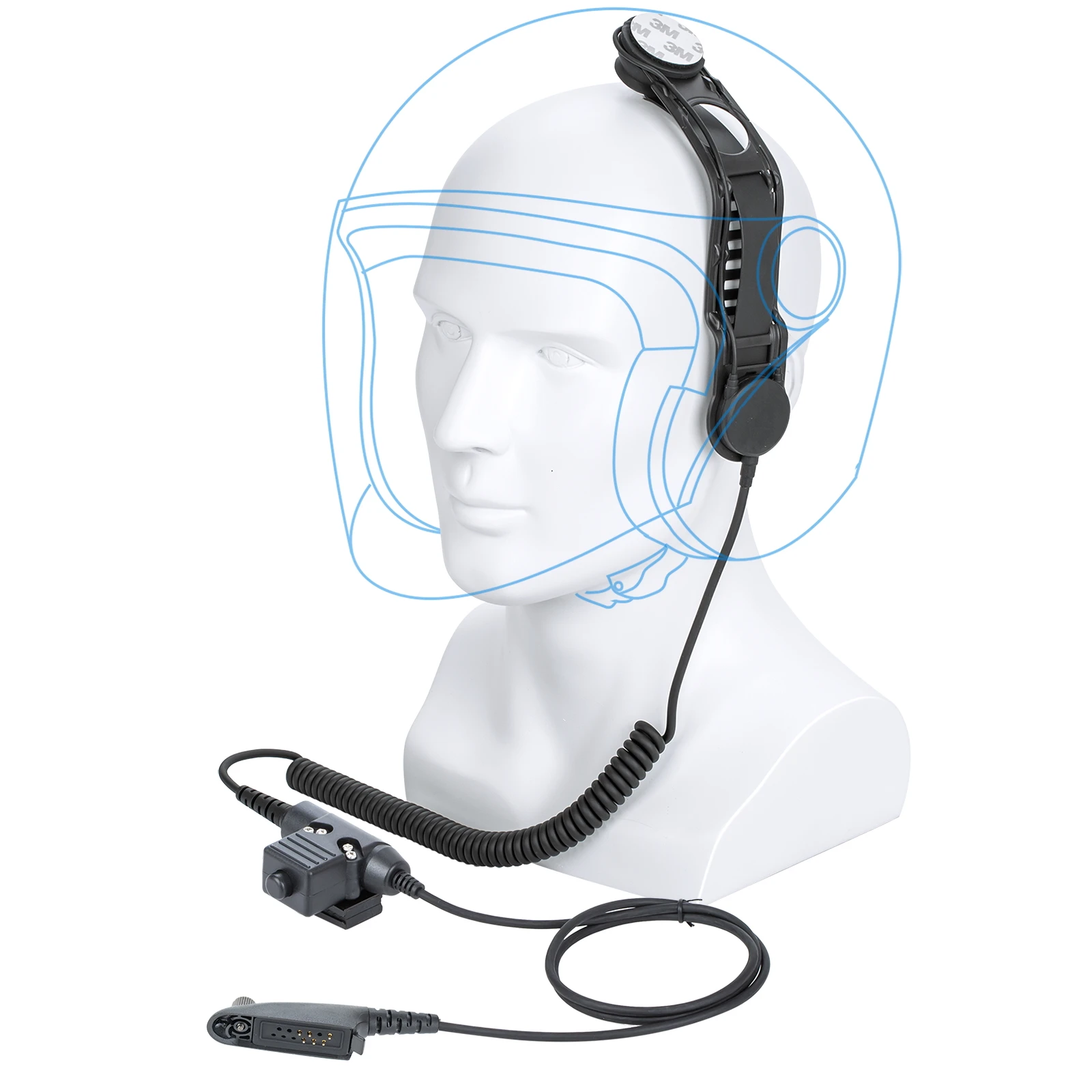 Motorcycle Bike Fighting Helmet Bone Conduction Headset with U94 PTT Adapter for Motorola Walkie-Talkies GP140 GP320 GP328 GP338