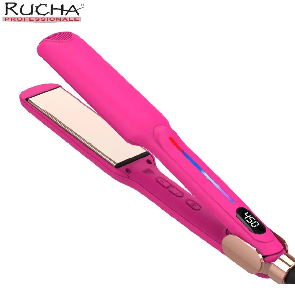 Infrared Hair Flat Irons Rose Red Professional Mirror Titanium Hair Straightener with LCD Display PTC Heating Iron
