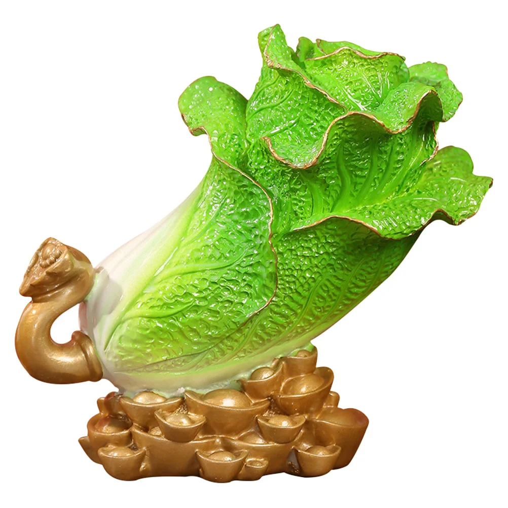 

Ruyi Cabbage Ornaments Bedrooms Decor Desktop Gift for Office Chinese Statue Resin Housewarming Luck