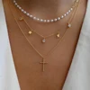 Colliers en chaîne de perles tressées simples, ton or, ensemble de colliers avec pendentif superposé pour femmes, usage quotidien et de fête, 5 pièces/ensemble