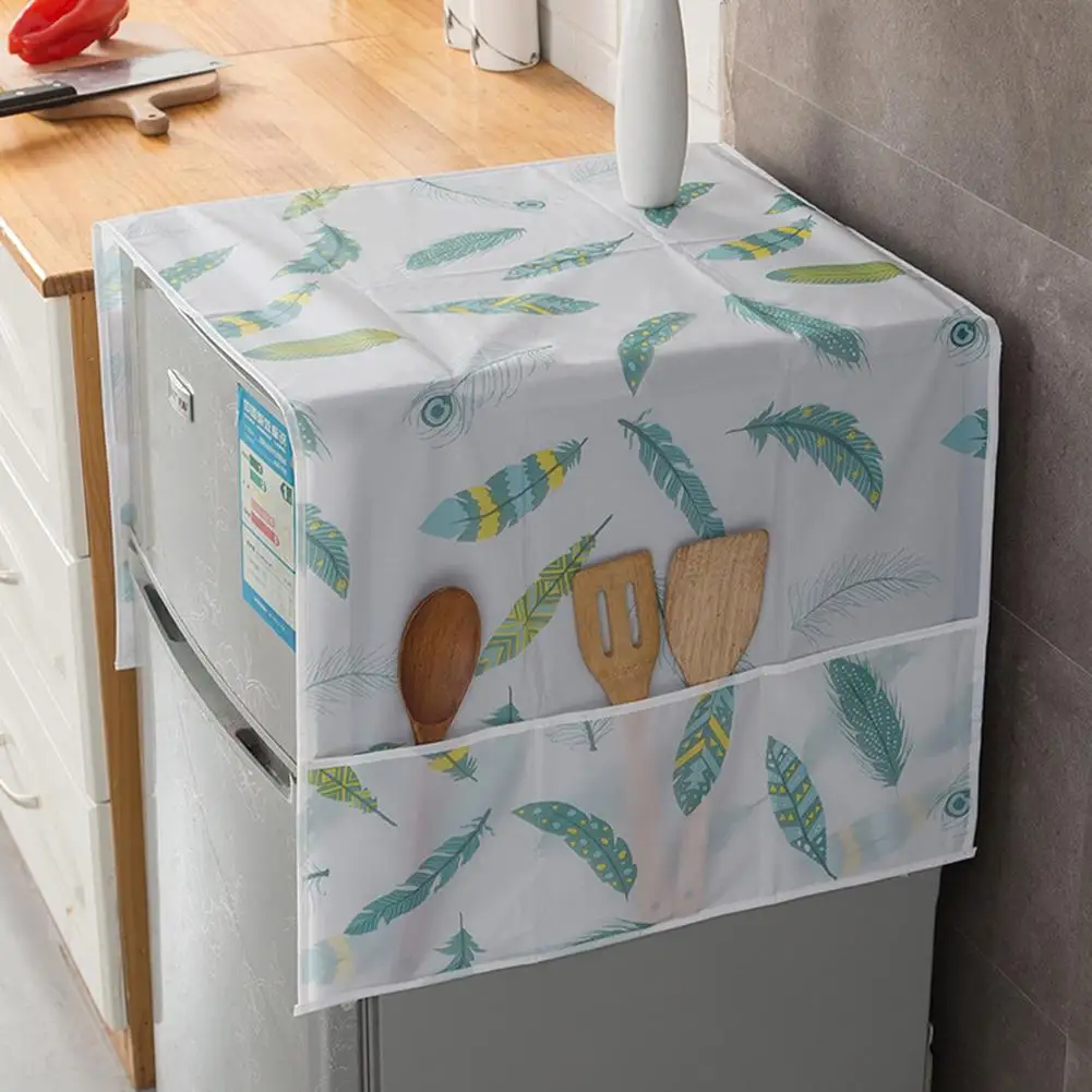 Description Picture 5 of itemRefrigerator Dustproof Cover With Both Sides Hanging Storage Bag Fridge Top Anti-dirty Mat Kitchen Organizer