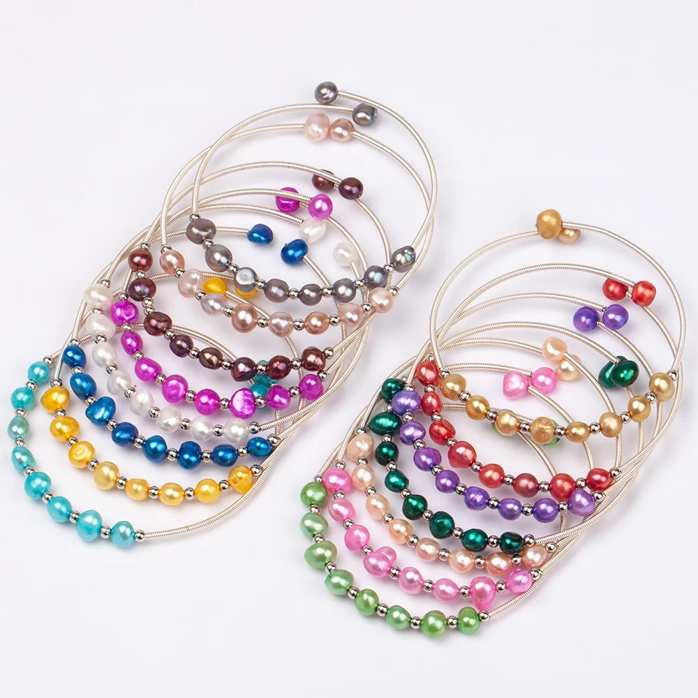 Bracciali Con Perle D'Acqua Dolce Naturali Bracciali Con Perle Di Riso Braccialetto Placcato Argento Per Gioielli Con Perle Regalo Per Feste Da Donna 