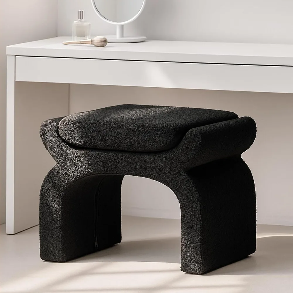 Ljustra Modern Bouclé Upholstered Vanity Stool