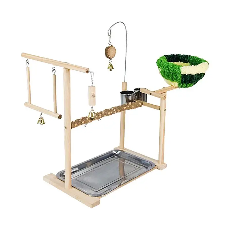 

Parakeet Bird Activity Play Center Parrot Stand Playground Wooden Bird Perch Stand For Cage Claw Grinding Toy To Relieve Boredom