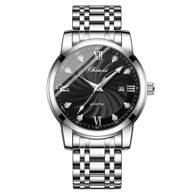 New Diamond Graduated Quartz Men's WristWatch Stainless Steel Waterproof Luminous Calendar Fashion Business Quartz Watches