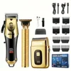 Men's Grooming Kit 3-Piece Set, Golden Balck Hair Clippers With LCD Display, USB Rechargeable, 8 Guide Combs, Trimmer And Shaver 1