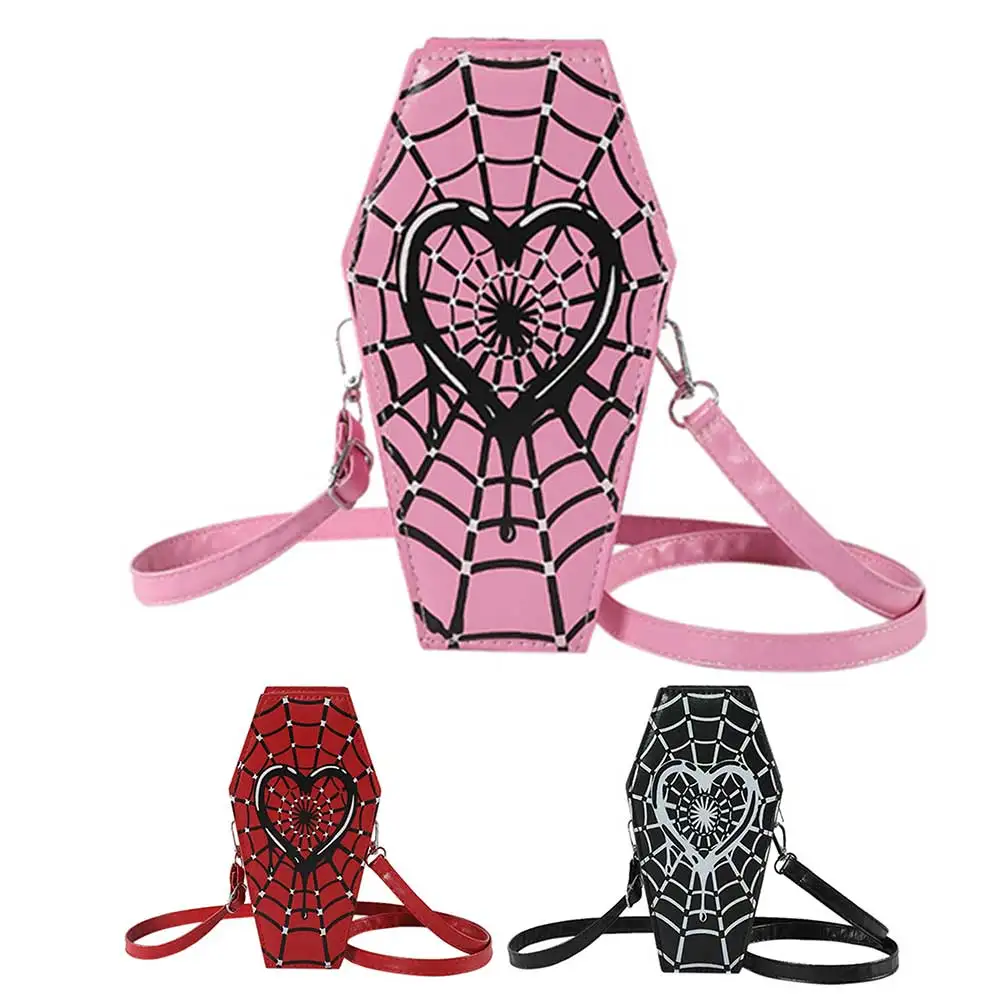 Women Creative Commuting Bag Large Capacity Coffin Shaped Simple Shopping Bag Spider Web Novelty Messenger Trendy Sling