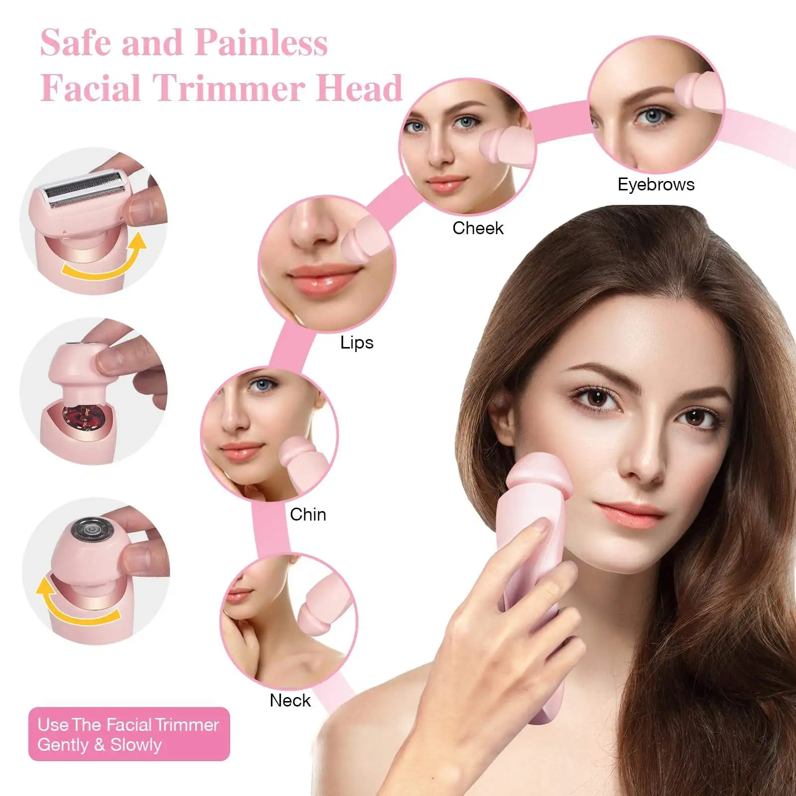 Women Electric Epilator 2 in 1 Waterproof Dual Head Rechargeable Hair Remover for Face Body electric epilator