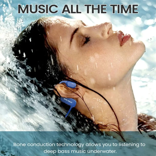 PARAMITA 8GB Storage Swimming Headset IP68 Waterproof Bone Conduction Headset Open Ear Wireless BT 5.2 Ear Hook Earphones Sport 3