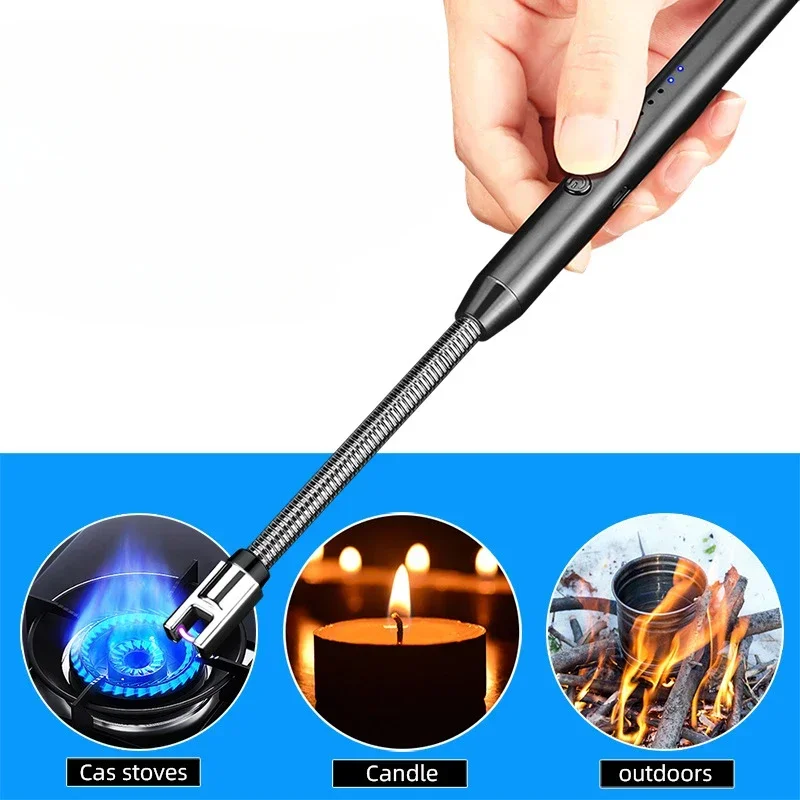 Description Picture 3 of item2025 Windproof Kitchen Electric USB Lighter Long Candle BBQ Gas Stove Ignition Camping Rechargeable Arc Flameless Plasma Lighter
