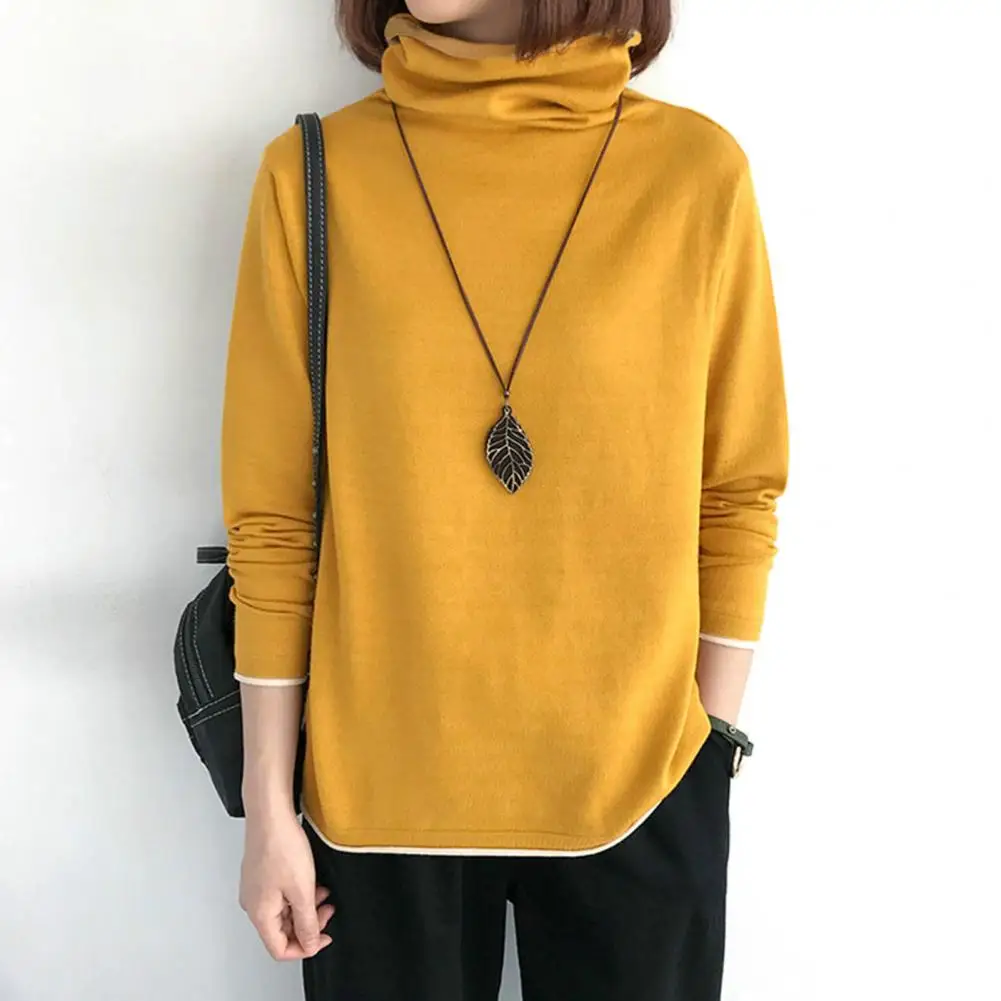

Breathable Long-sleeved Tops for Women Stylish Women's Pile Collar Turtleneck Long Sleeve T-shirts for Fashionable for Women