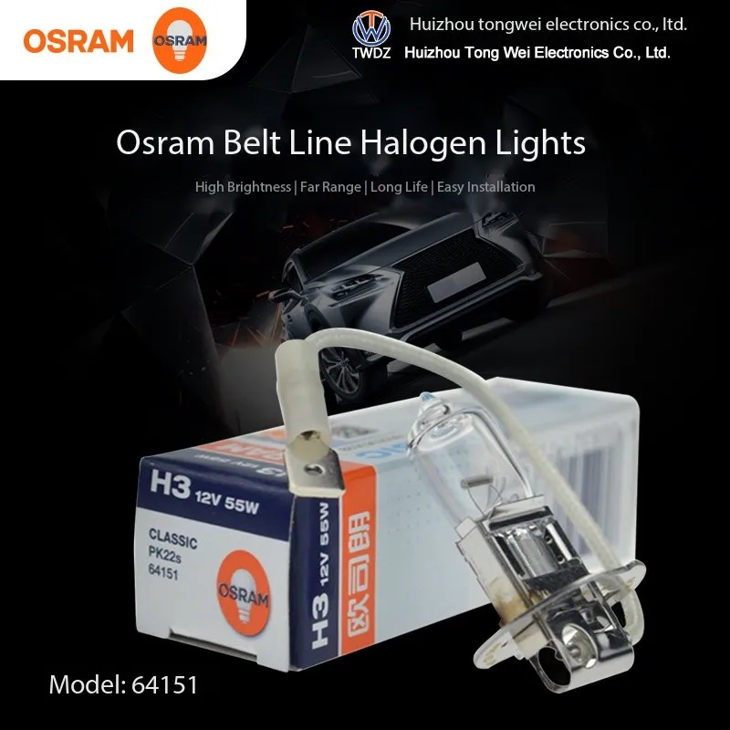 

Галогенная лампа Osram 64151/156 12 В/24V55W H3 для машины, Свеча зажигания, лампа, фара, противотуманная лампа
