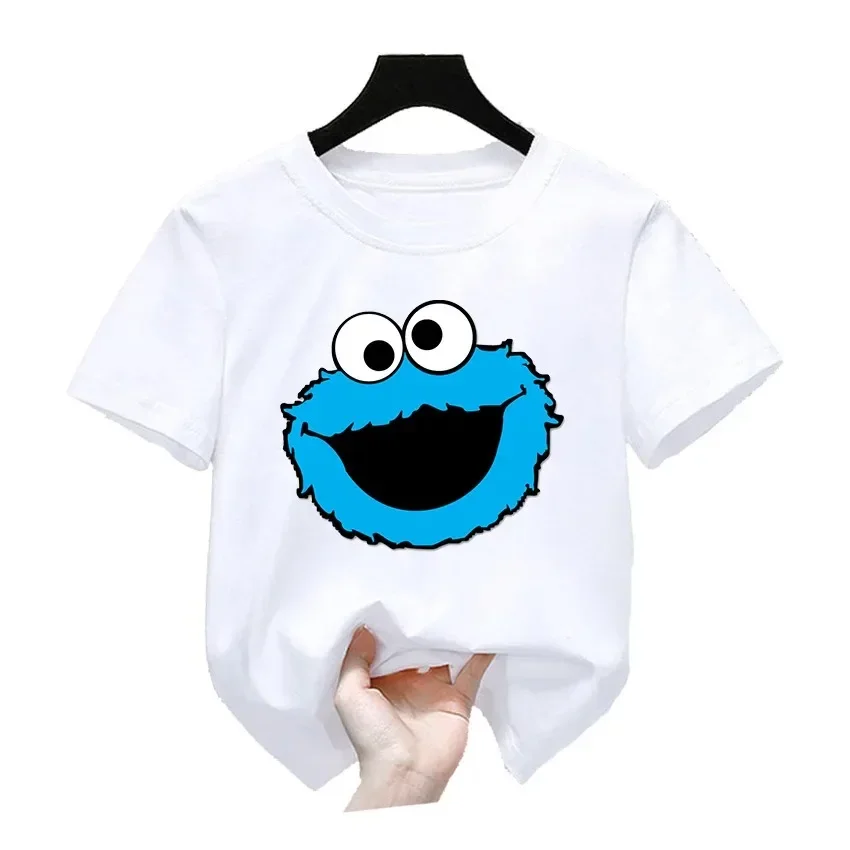 thumbnail image 1 of Bonitas camisetas de algodón con dibujos animados para niños, camisetas de manga corta con diseño de Barrio Sésamo, camisetas divertidas de verano para bebés y niñas, ropa para niños, 1 of 5