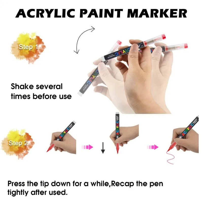 Acrylic Paint Pens 12-366 Colours Felt Brush Tip Markers Wood Rock Canvas