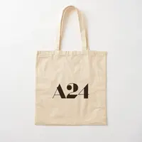 A24 Logo Black Cotton  Canvas Bag Casual Grocery Shoulder Bag Designer Women Foldable Handbag Travel Reusable Tote Fabric 1