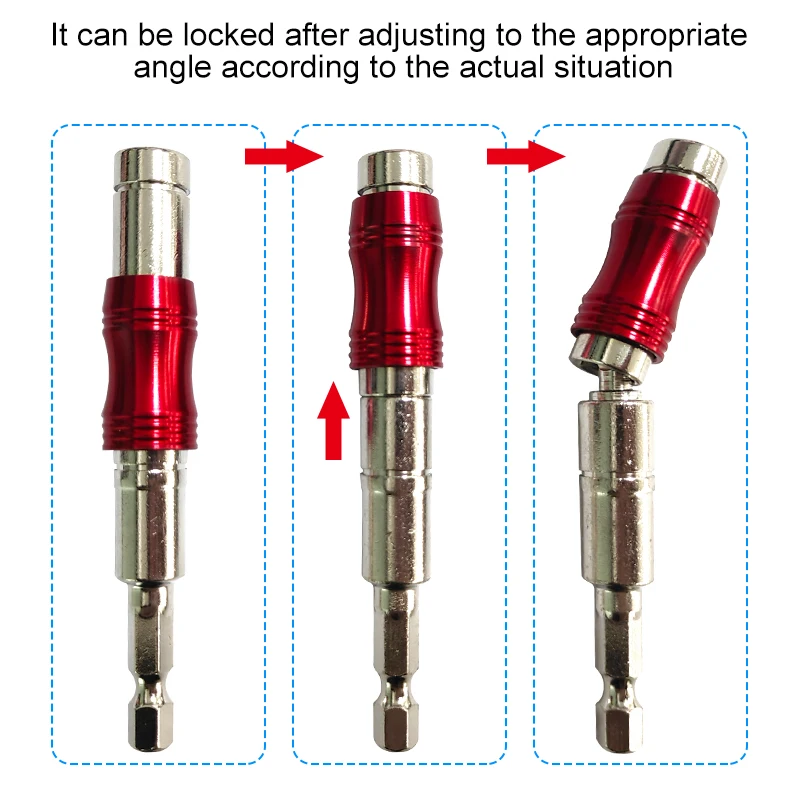 Red Curved Hexagonal Handle Directional Extension Rod Magnetic Screw Drill Tip Universal Adapter Electric Tool Accessories 1PC
