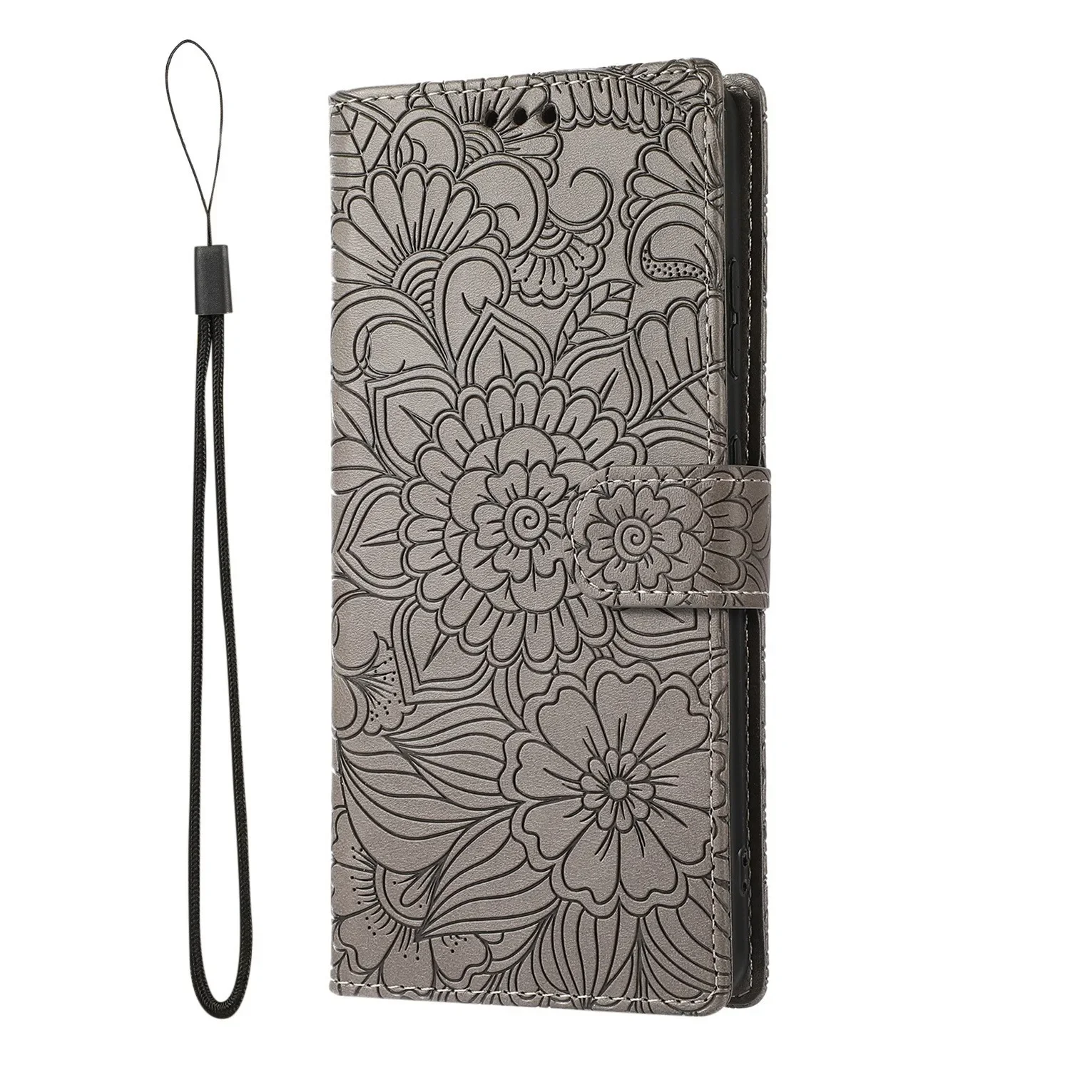 Premium Embossed Leather Wallet Phone Case with Card Holder