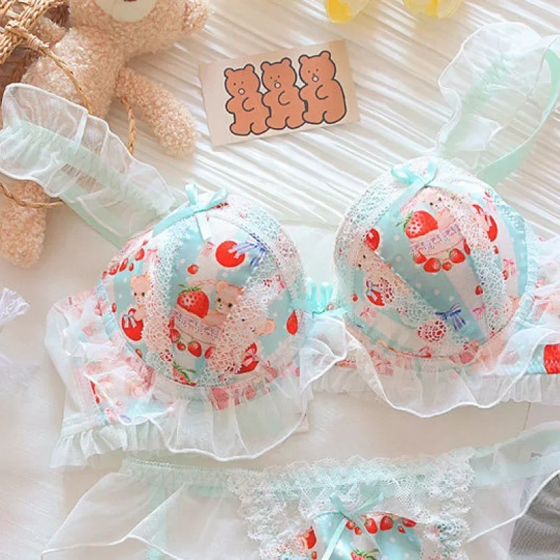 Japanese Cute Underwear for Women Without Ring, Empty Cup Bra Cover Princess Lolita Bra Cute 5