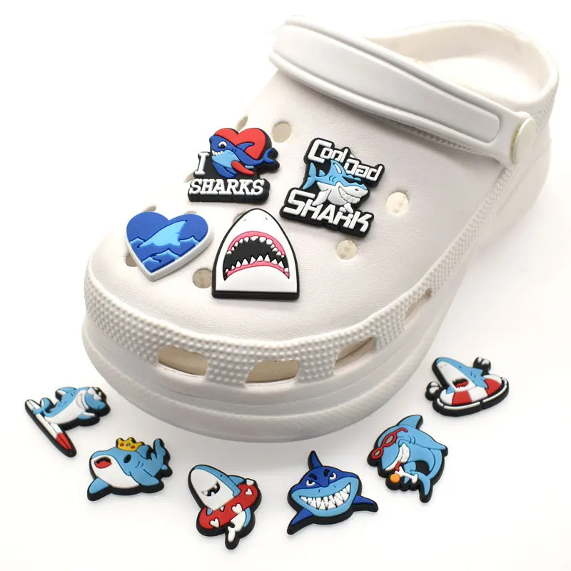 

New 1pcs Pins Shoe Accessories For Sandals Buckle With Cool Dad Shark Decoration Jeans Clogs Kids Favors Boy Girls Xmas Gift