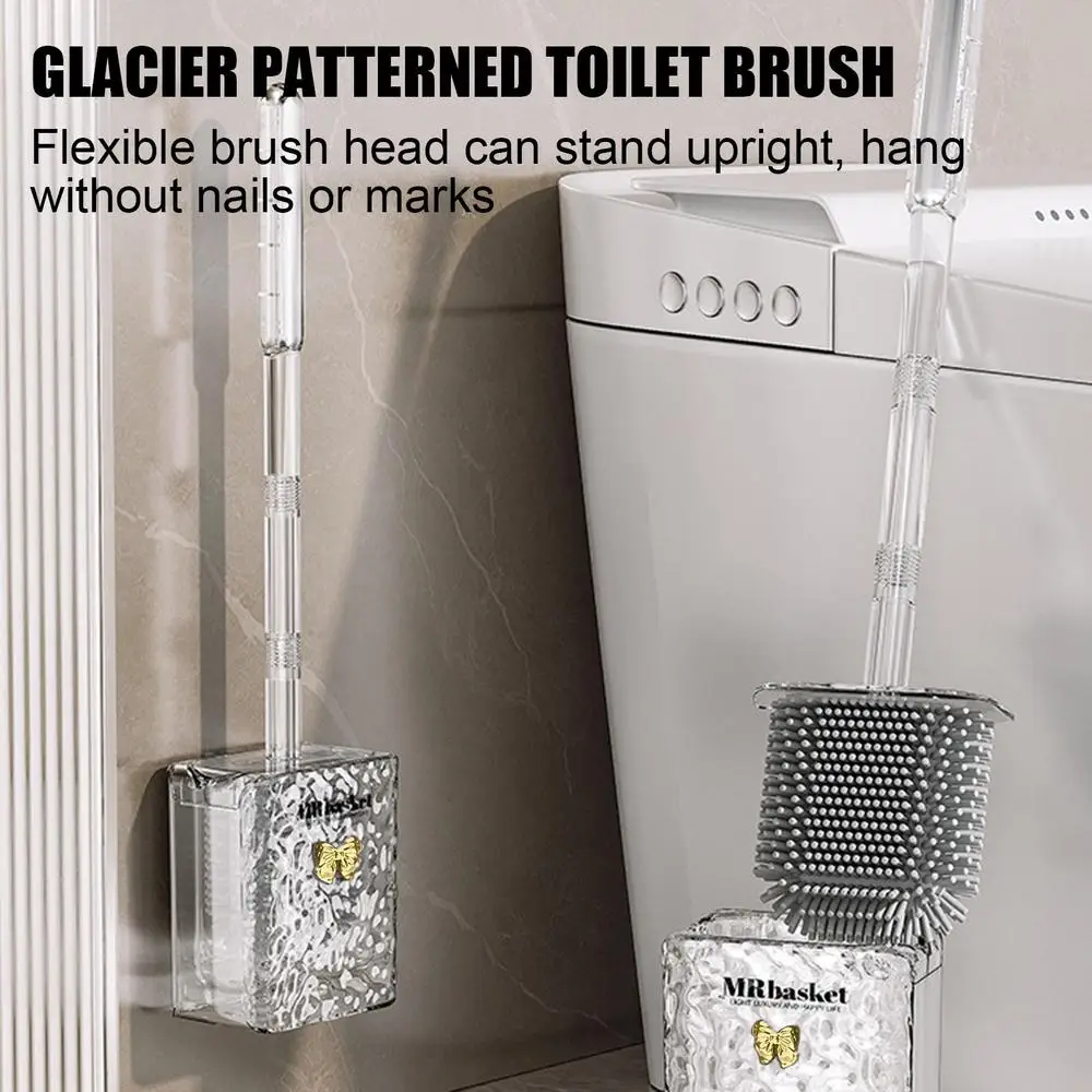 Description Picture 2 of itemToilet Brush and Holder Wall Mounted Toilet Scrubber with Long Handle Drainage Hole Design Bathroom Decor Home Accessories
