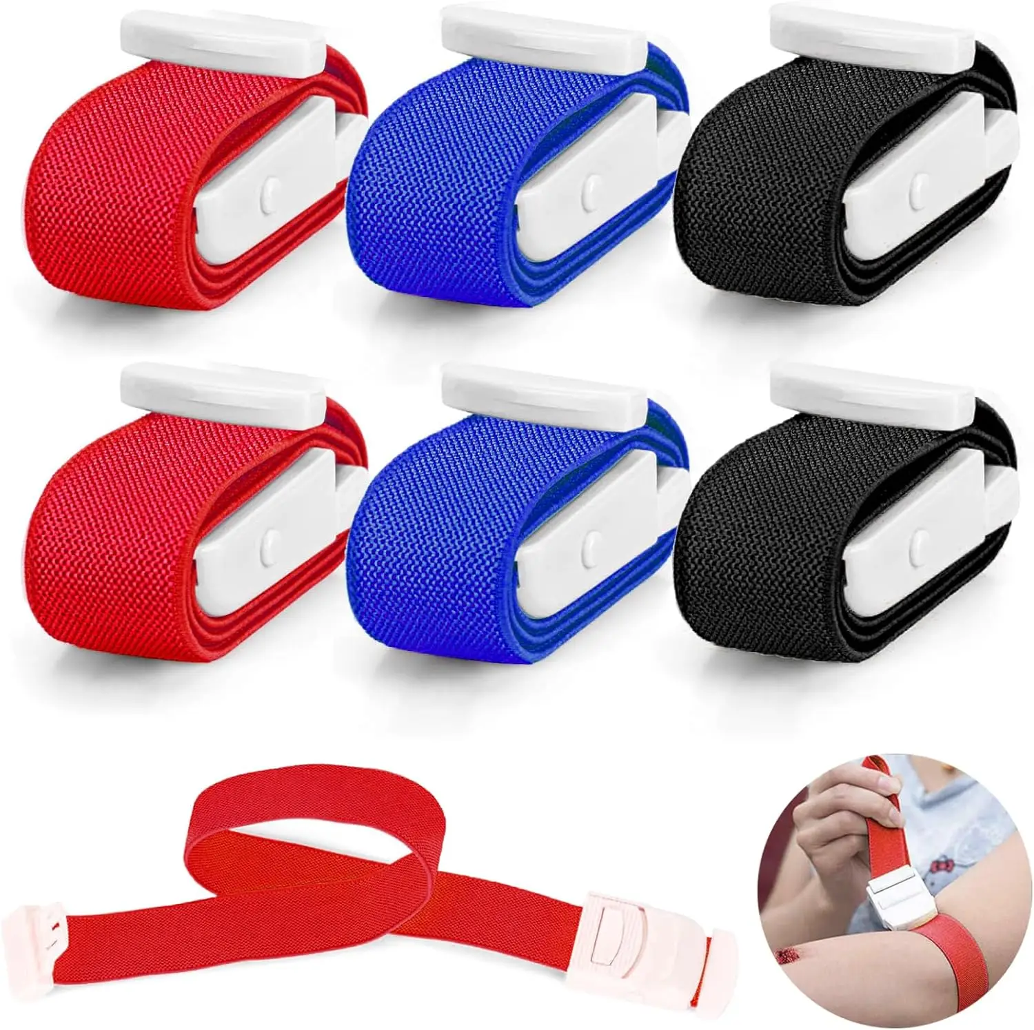 Tourniquets Emergency Tourniquet Buckle Band Adjustable Quick Release Medical Sport Outdoor Elastic First Aid 5 Pack