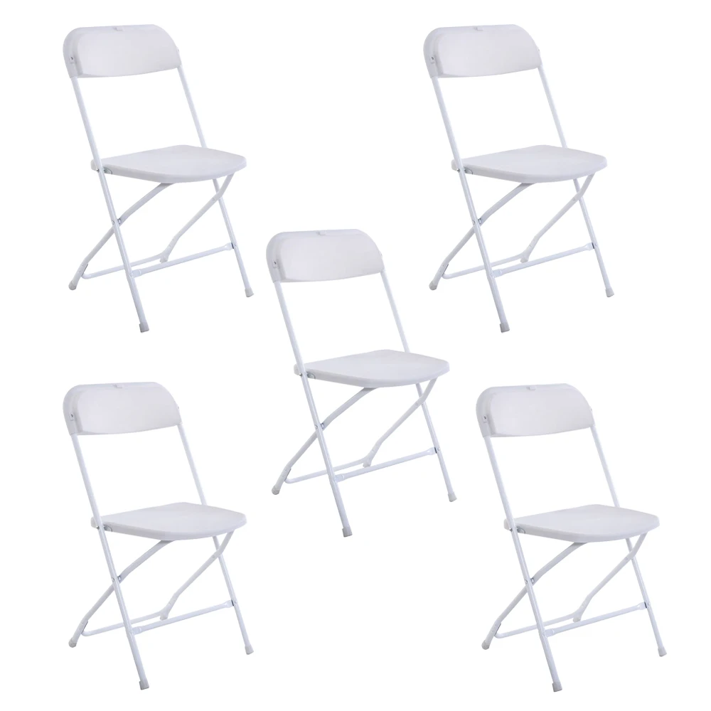 

5 Pack Black Plastic Folding Chair Indoor Outdoor Portable Commercial Seat for Wedding Party Picnic Kitchen Dining Events Offic