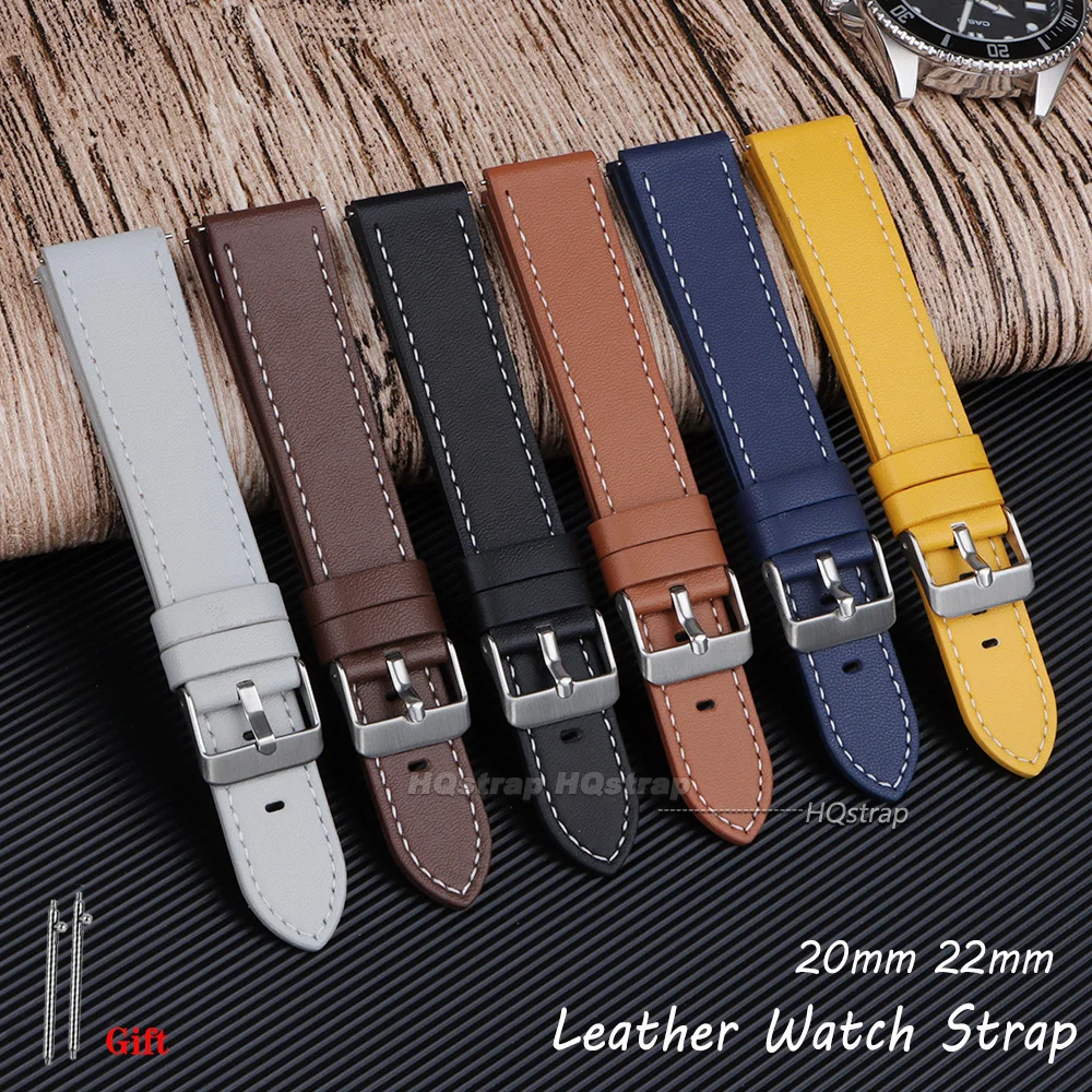 Elegant Genuine Leather Watch Strap Bracelet with Quick Release - Universal Wristband