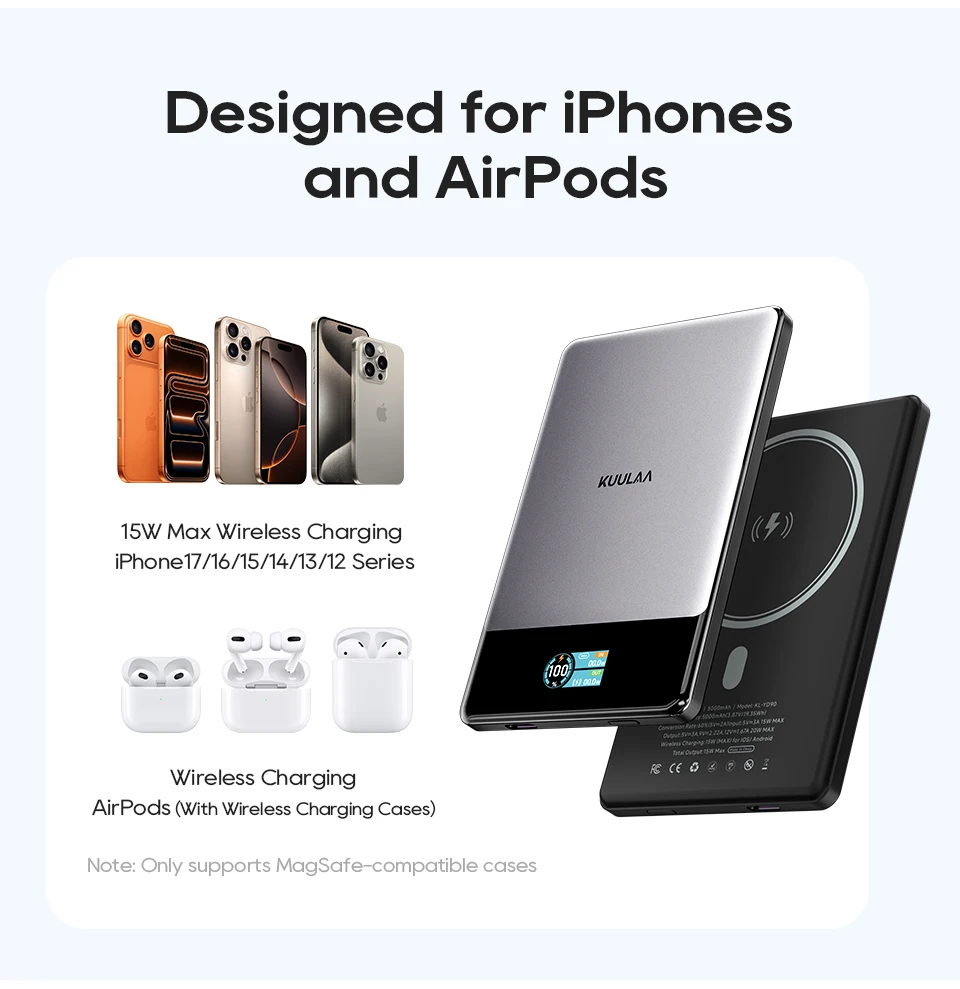 Kuulaa Qi2 Magnetic Power Bank 5000mAh PD 22.5W