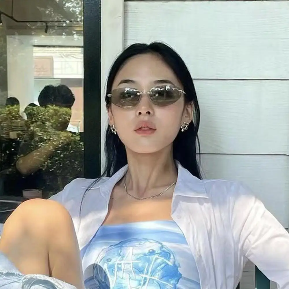 미래형 프레임리스 선글라스 고급 UV400 차단 Y2K 쉐이드 2025 신상 유니섹스 힙합 선글라스 (남녀공용)