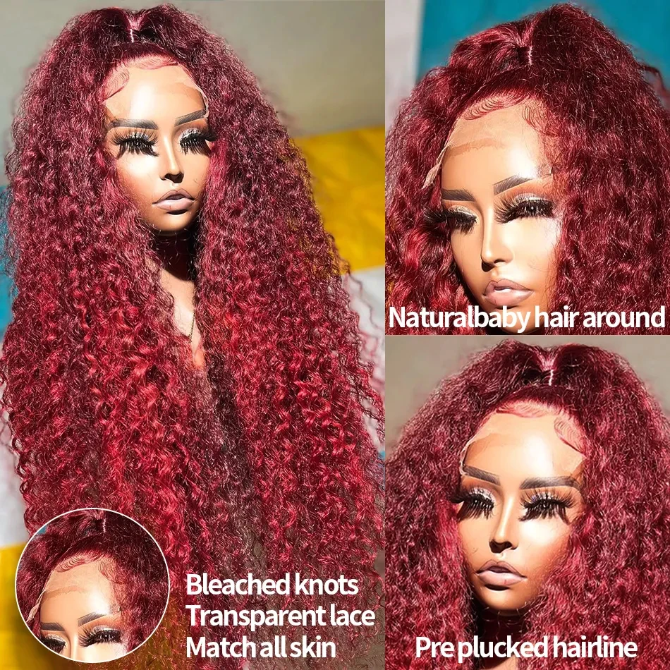 HD Deep Wave 99J Burgundy Red Colored 13x4 13x6 Lace Front