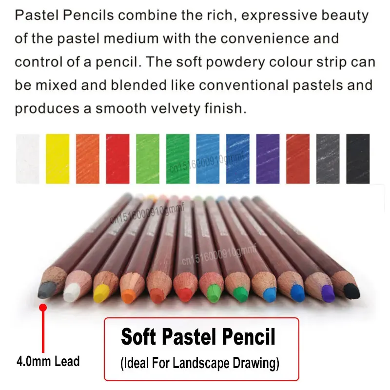 12Pcs Set Colored Soft Pastel Pencils 4.0mm Lead Wooden Handle For Skin Tints Portrait Landscape Art Drawing Sketching Graffiti 3