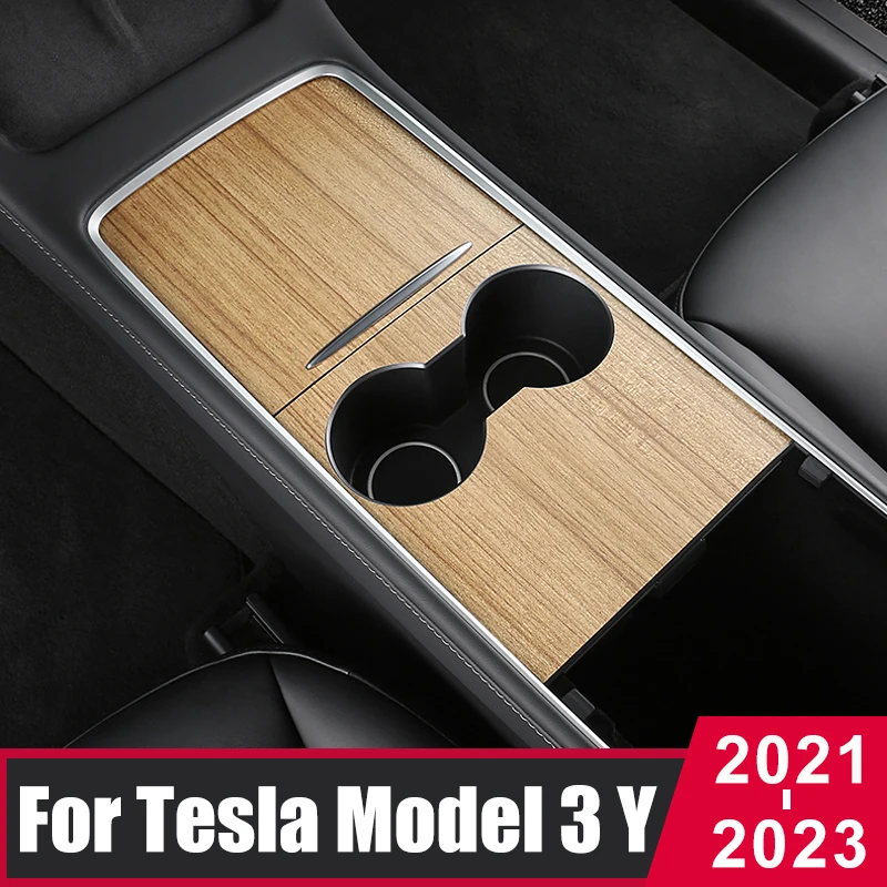 

For Tesla Model 3 Model Y 2021 2022 2023 Center Console Panel Sticker Wood Grain Film Carbon Protective Cover Car Accessories