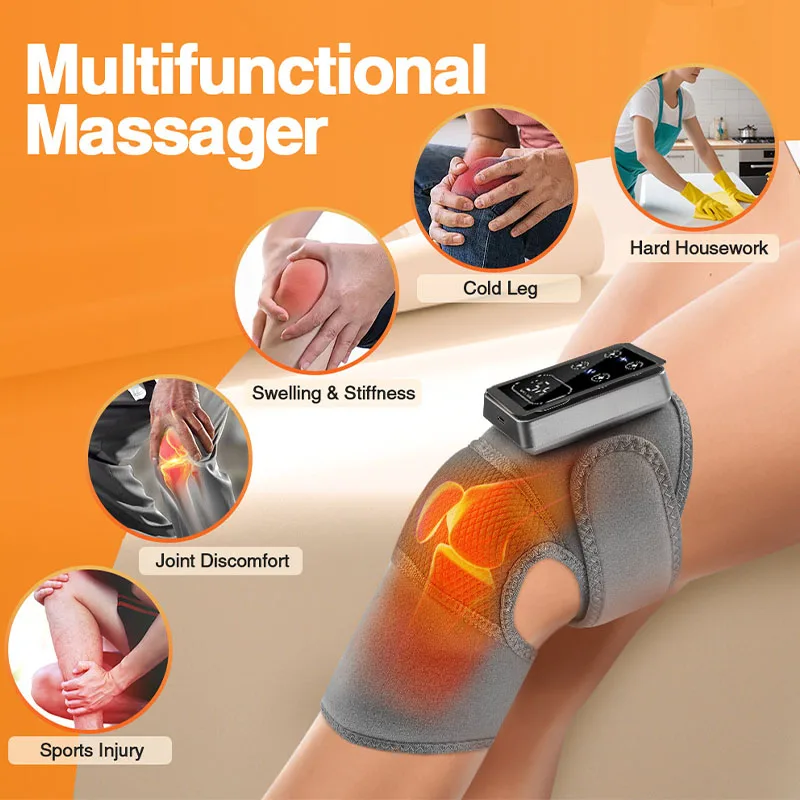Electric Shoulder Brace Heated Knee Massager Vibration Massage Black Support Strap with Adjustable Three Levels of Heating