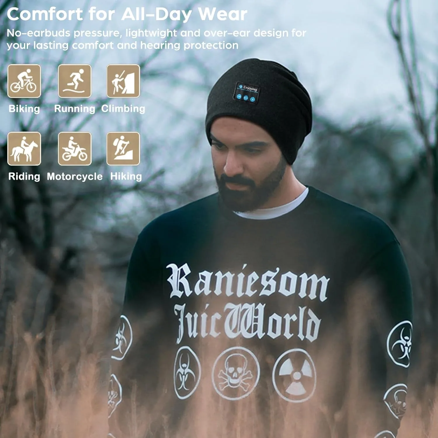 Bluetooth Headphone Winter Warm Beanie Cap Wireless Smart Headset Speaker Camping Sport Running Music Earphone Hat Rechargeable