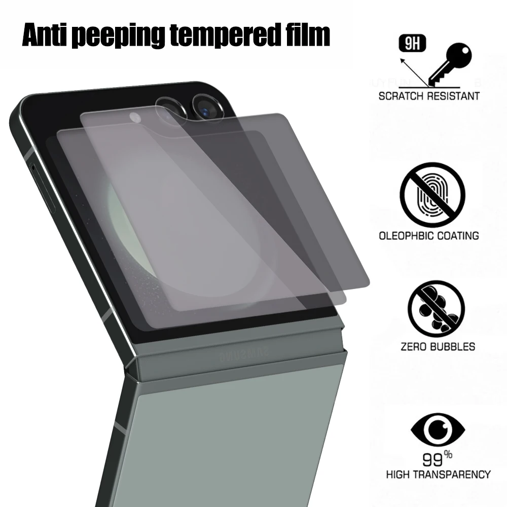 Privacy Anti Spy Screen Protector for Samsung Galaxy Z Flip 5 Back Tempered Glass Films Front Protective Full Cover for Samsung