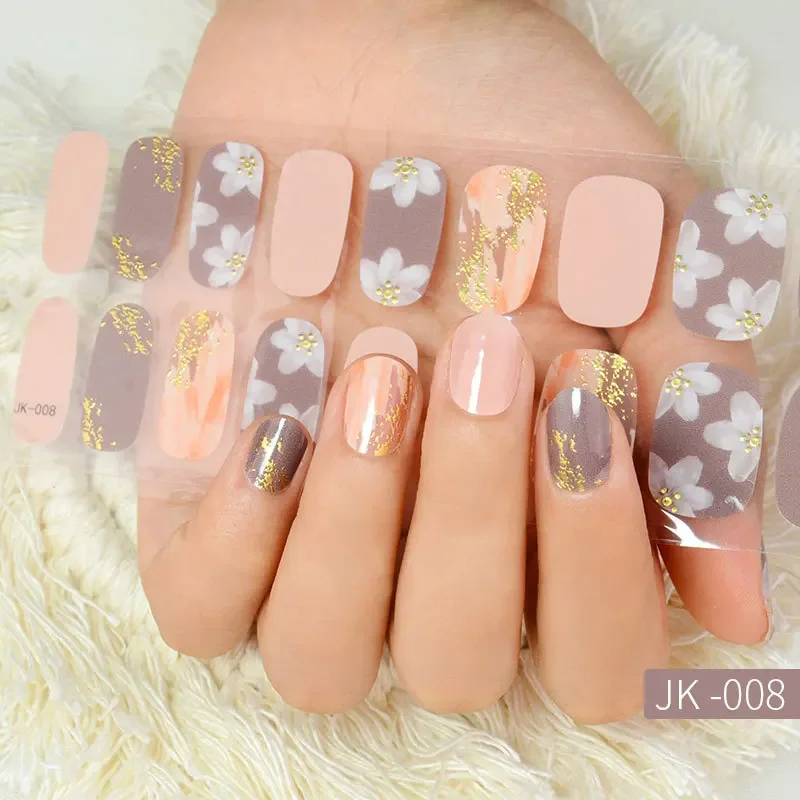 

Ins Nail Enhancement Phototherapy Semi-Cured Gel Nail Strips Full Cover Gel Nail Stcikers UV Lamp Need French Manicure